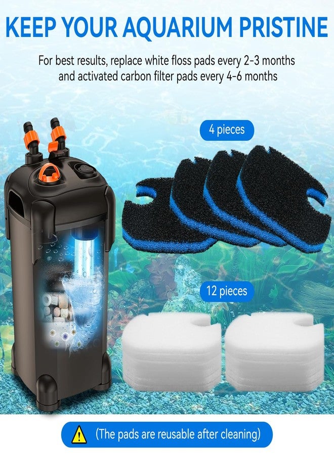 Giokyi 16 Pack Aquarium Canister Filter Pads Compatible with AMOSIJOY and PONDFORSE 172/225/265GPH, Replacement Aquarium Activated Carbon Sponge for Coospider-Repta (12 White Floss and 4 Coarse Filter Pads) - Image 2